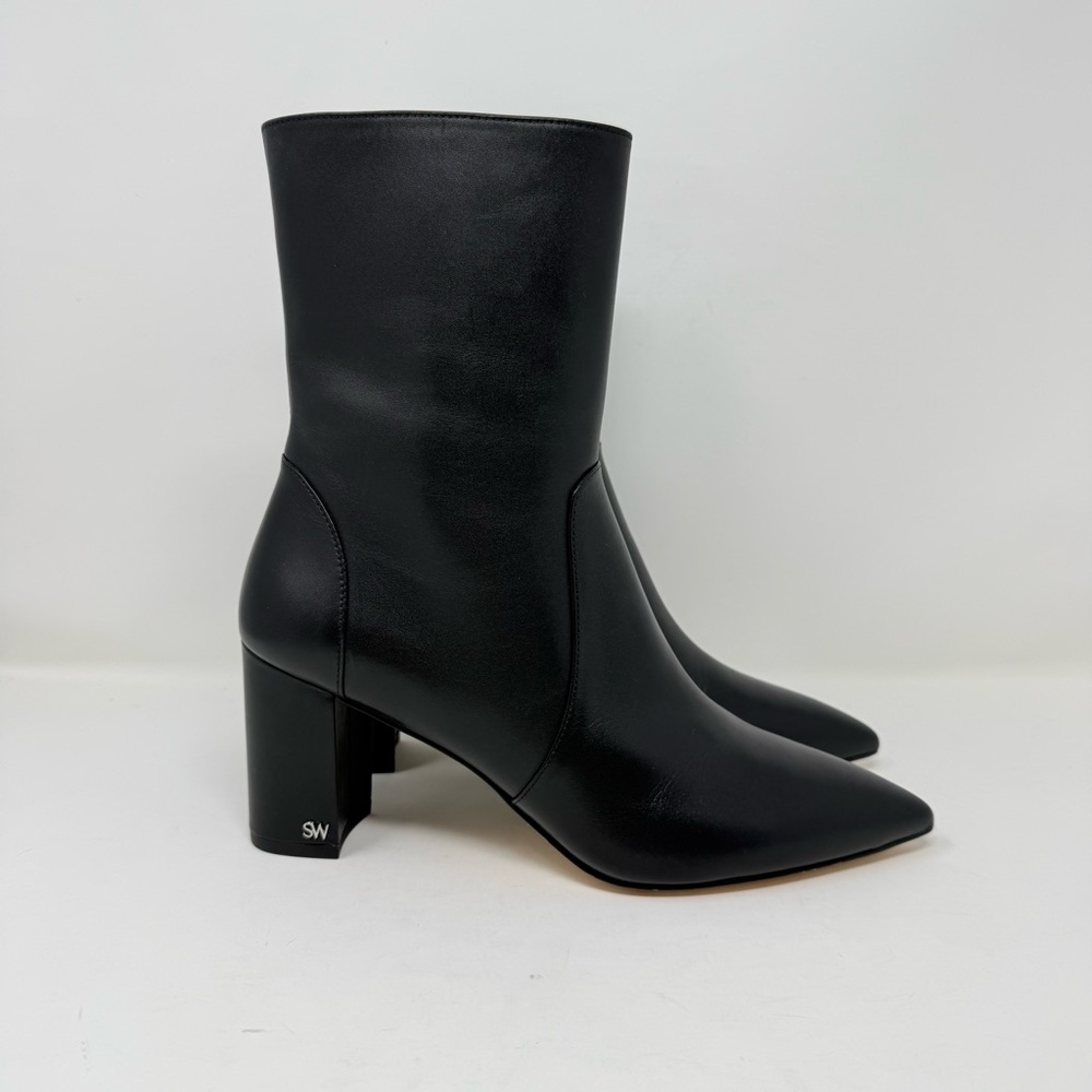 New Stuart Weitzman Renegade Ankle Bootie Black Leather Sz 8.5 - Picture 3 of 13